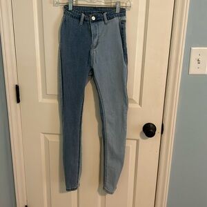 Multi colored denim jeans